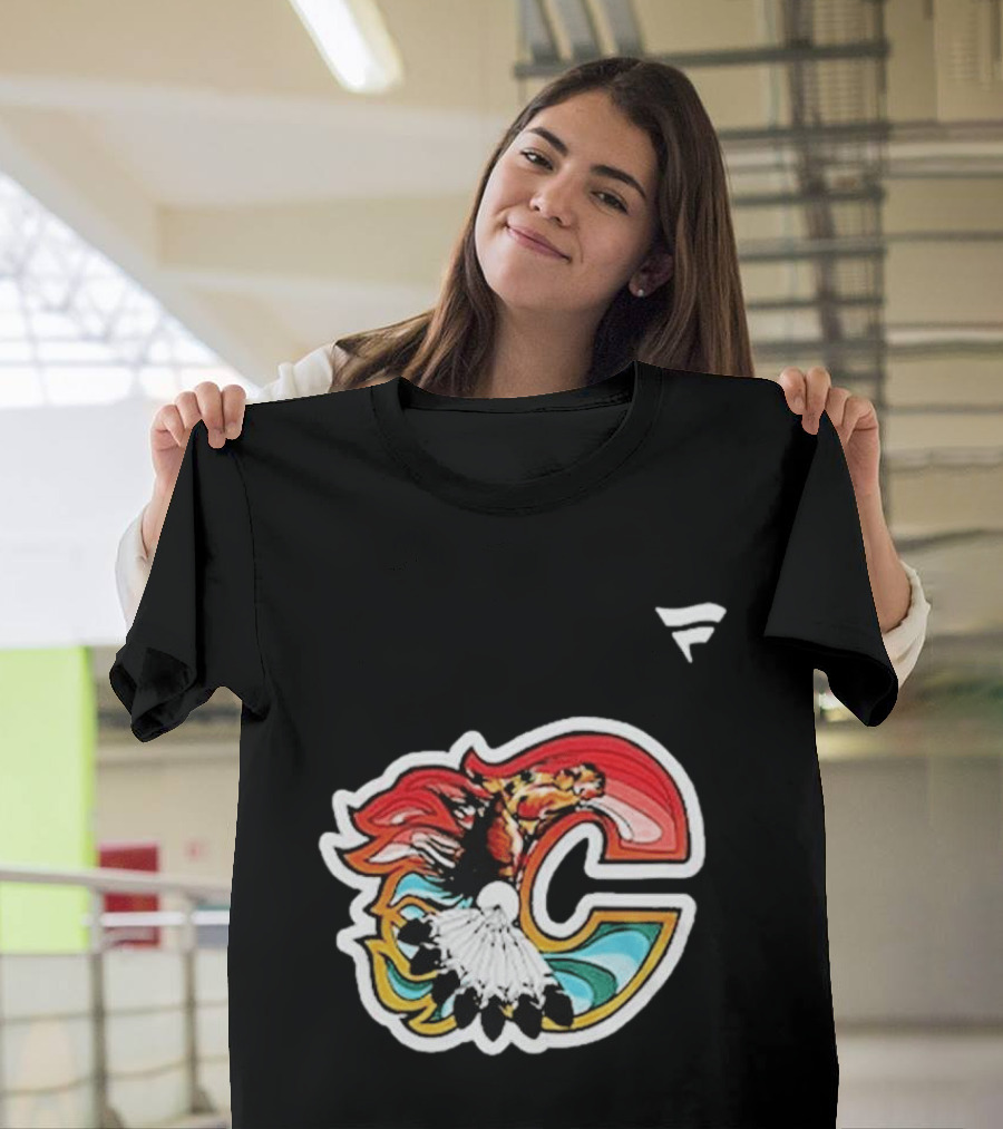 Calgary Flames Hockey Native Tribute C Logo Celebration T-Shirt