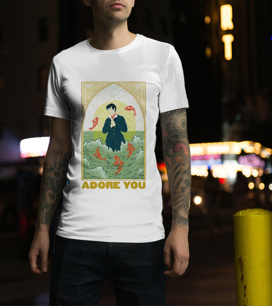 Adore You Iconic Pose Surrounded By Fish And Waves T-Shirt