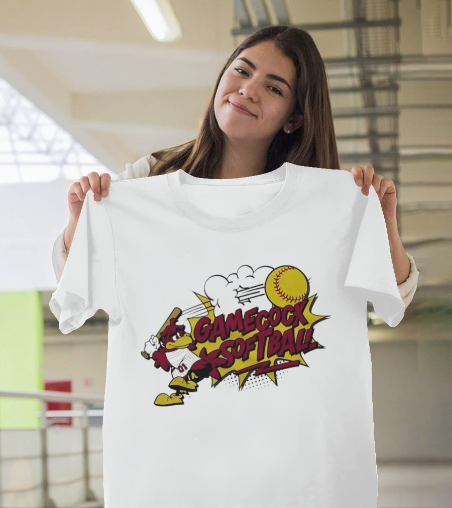 Gamecock Softball Cartoon Player Batting With Ball T-Shirt