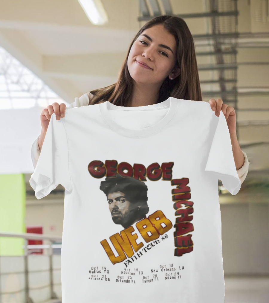George Michael Live 88 Faith Tour 1988 Wembley Birmingham Glasgow Paris Dortmund Rotterdam T-Shirt