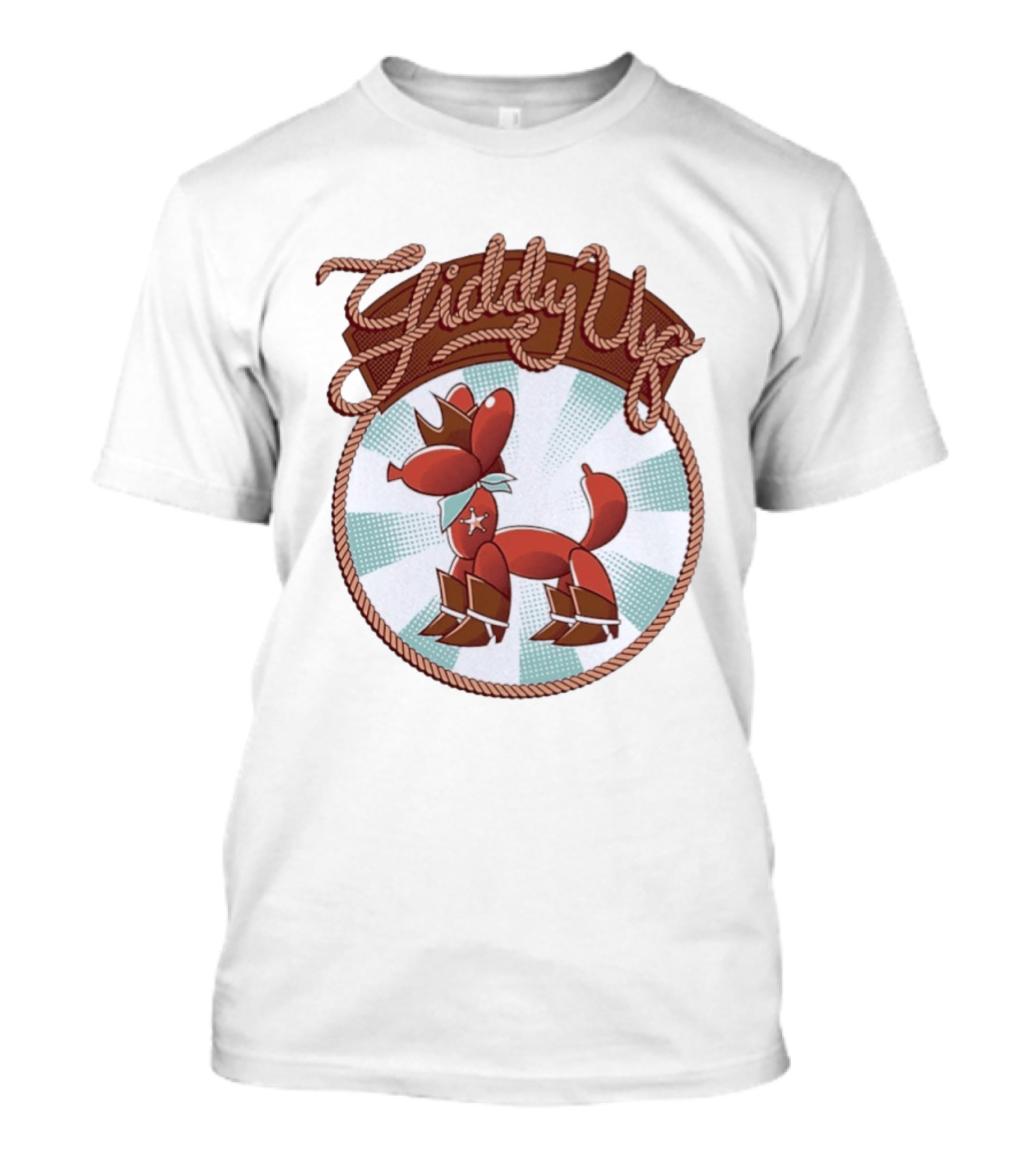 Giddy Up Balloon Horse Rope Circle Star Bandana Spurs T-Shirt