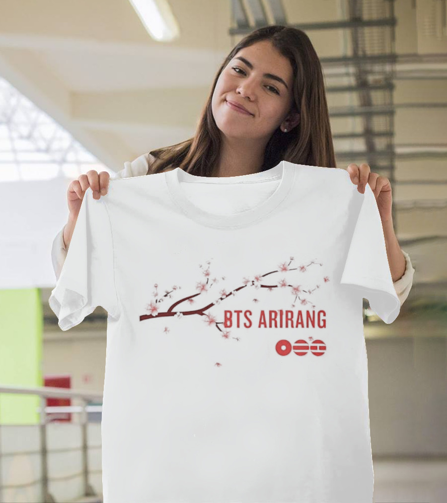 BTS Arirang Cherry Blossom Branch Red Blooms T-Shirt