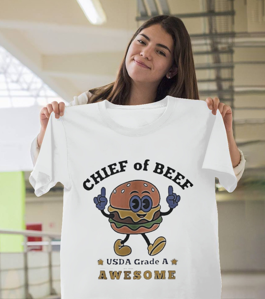 Chief Of Beef USDA Grade A Awesome Burger Cartoon T-Shirt