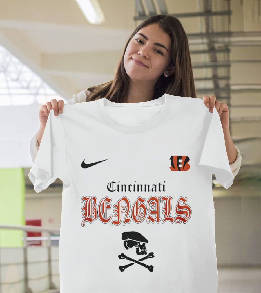 Cincinnati Bengals Dropkick Murphys Skull Nike Collaboration T-Shirt