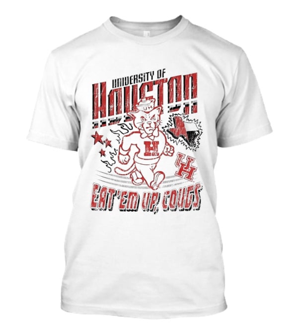 University Of Houston Eat 'Em Up Cougs Runnin' Houston Cougar Texas Stars And Paw T-Shirt