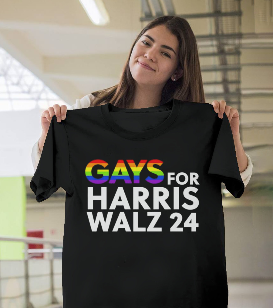 Gays For Harris Walz 24 LGBT Rainbow Pride T-Shirt