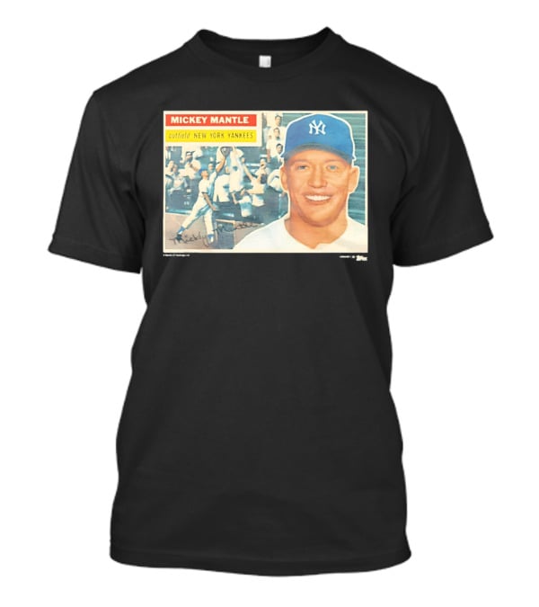 Mickey Mantle Outfield New York Yankees 1956 Topps Baseball Card T-Shirt