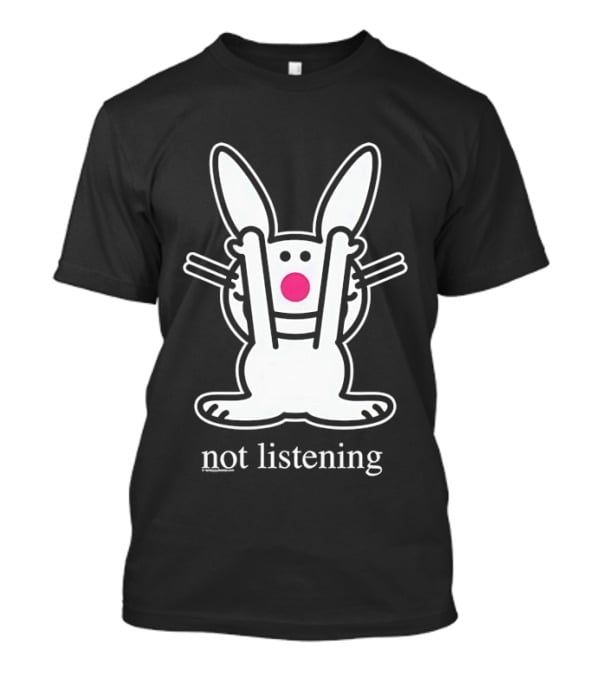 Bunny Not Listening Playful Ears Up Cartoon T-Shirt
