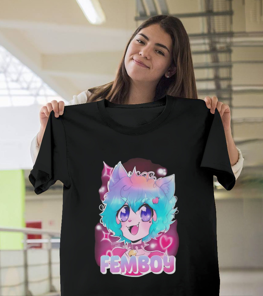 Femboy Anime Pastel Cat Ears Kawaii Aesthetic Cute T-Shirt