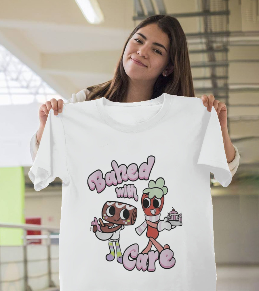 Baked With Care Baking Characters Cartoon T-Shirt