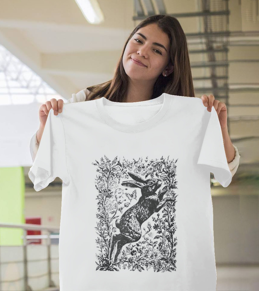 Rabbit Among Flowers Vintage Cottagecore T-Shirt