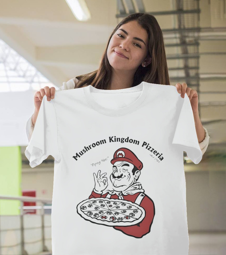 Mushroom Kingdom Pizzeria Funny Pizza Chef Winking Gesture Gaming Fan T-Shirt