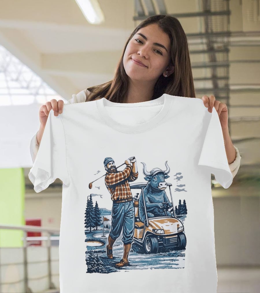 Paul Babe Playing Golf With Bison Driving A Golf Cart T-Shirt