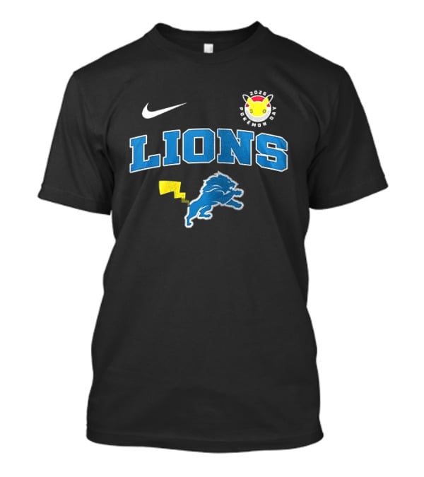 Nike Detroit Lions Pikachu Pokemon Day 2023 Anniversary T-Shirt