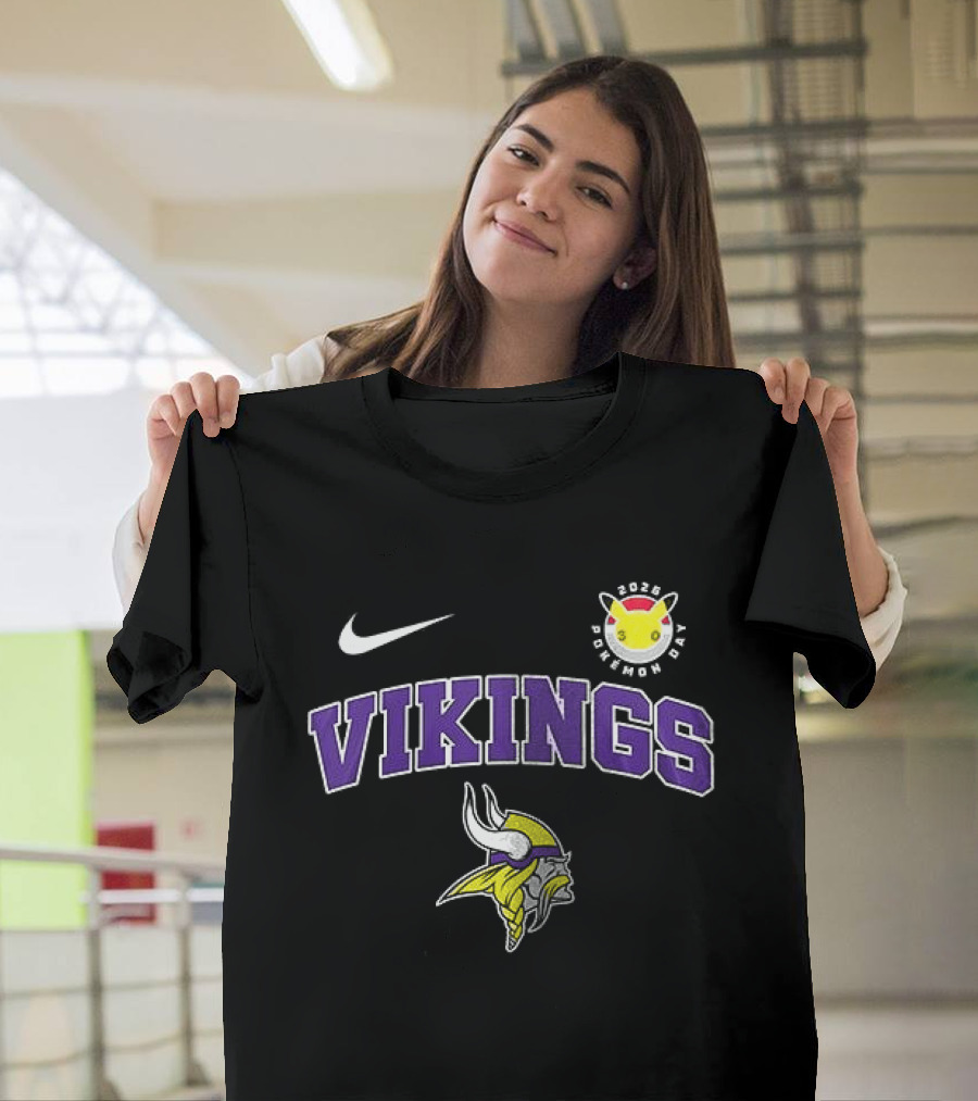 Minnesota Vikings X Pokemon 30th Anniversary Nike Collaboration VIKINGS Pokeball Day T-Shirt