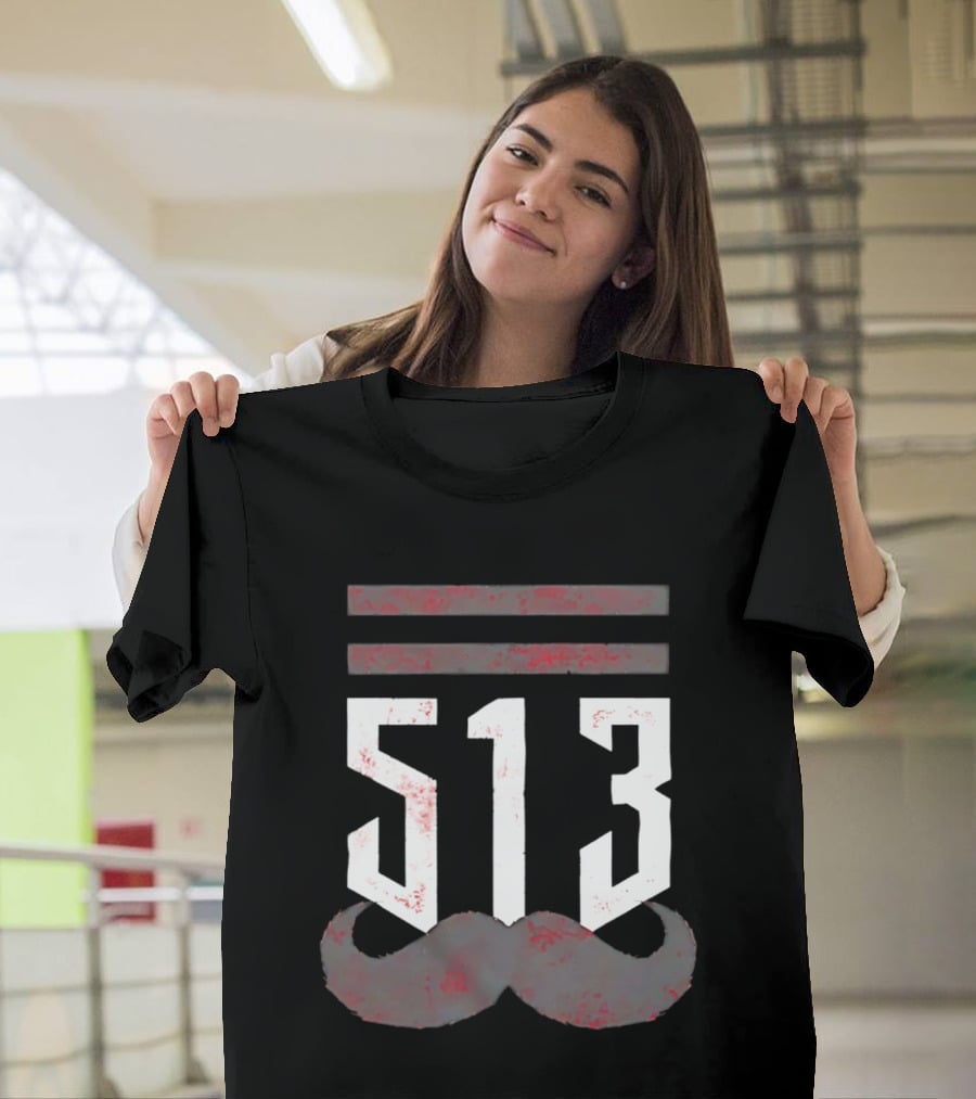 The 513 Stache Cincinnati Baseball Moustache T-Shirt