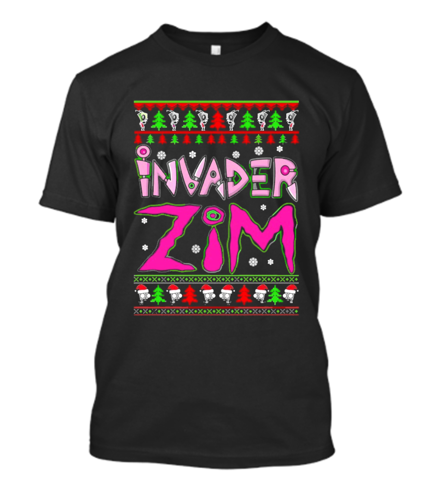 Invader Zim Christmas Sweater Santa Hat Trees T-Shirt