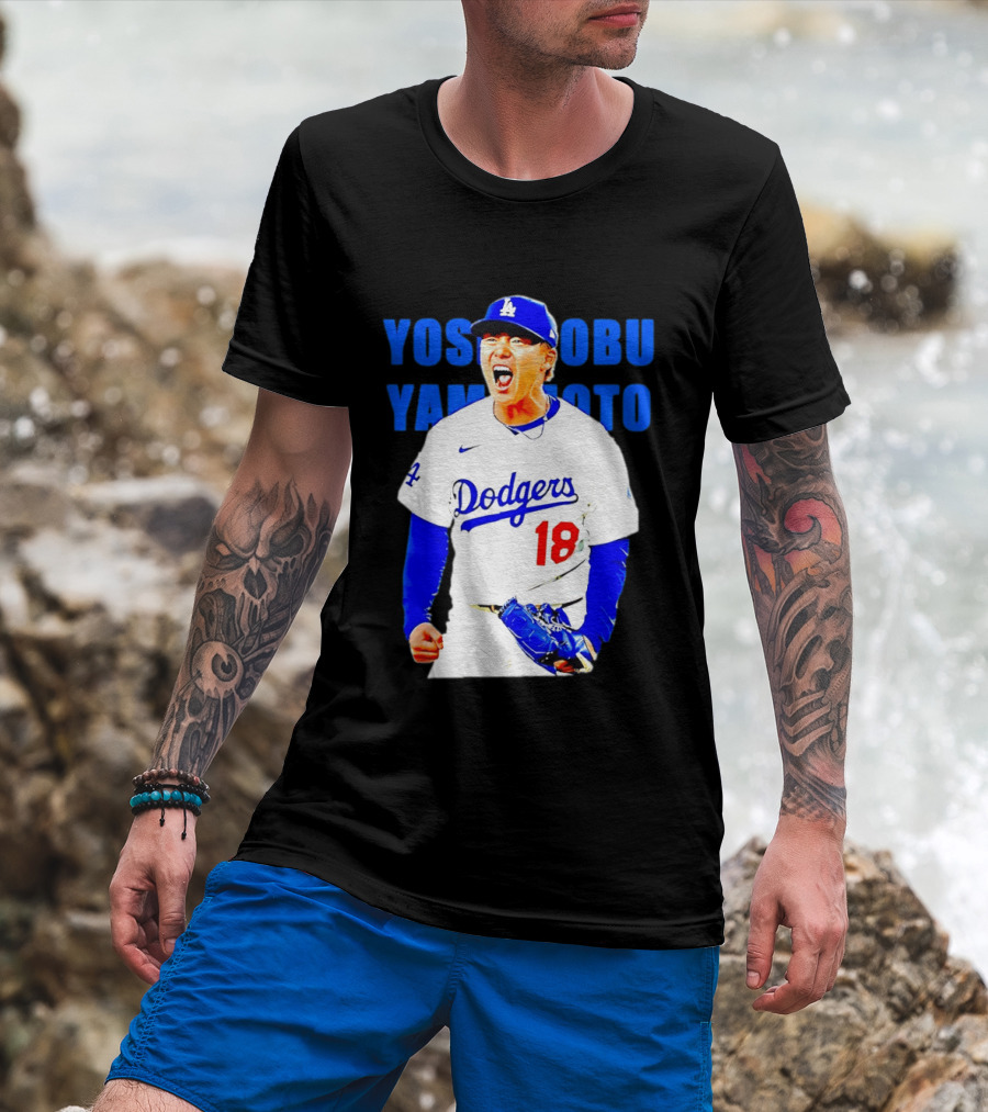 Yoshinobu Yamamoto Los Angeles Dodgers 18 Scream T-Shirt