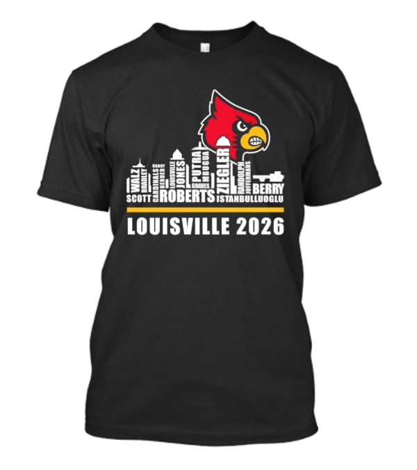 Louisville 2026 Cardinals Skyline Scott Roberts Berry Stephenson T-Shirt