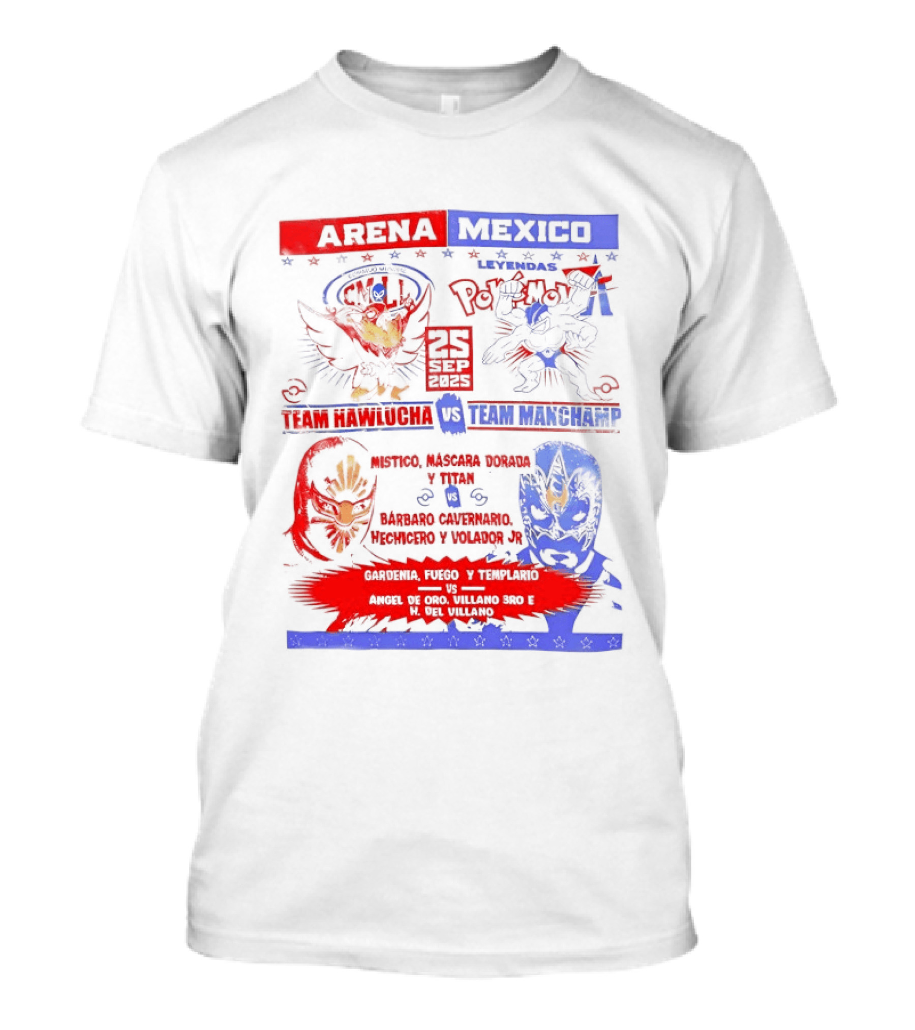Arena Mexico Team Hawlucha Vs Team Machamp Lucha Libre Battle T-Shirt