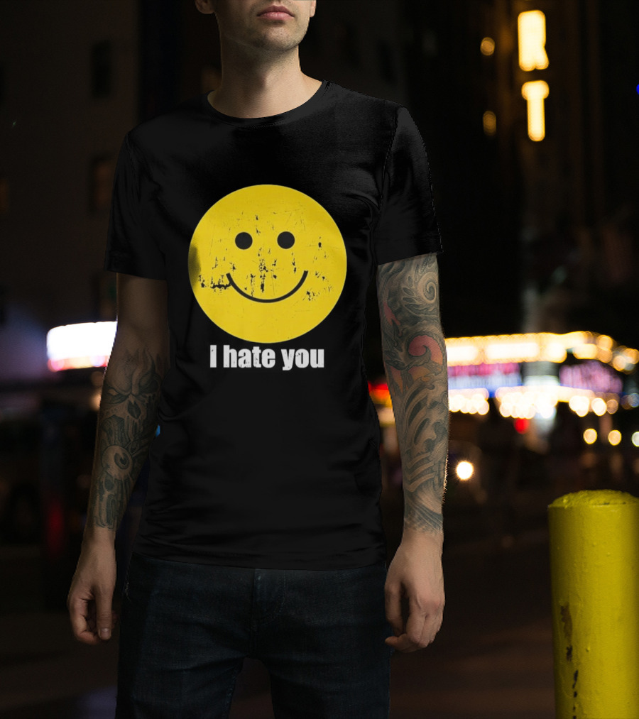 Harry I Hate You Smiley Face Distressed Grunge T-Shirt