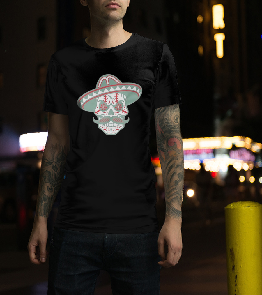 Sugar Skull Sombrero Baseball Team Mexico Nacho Alvarez Jr T-Shirt