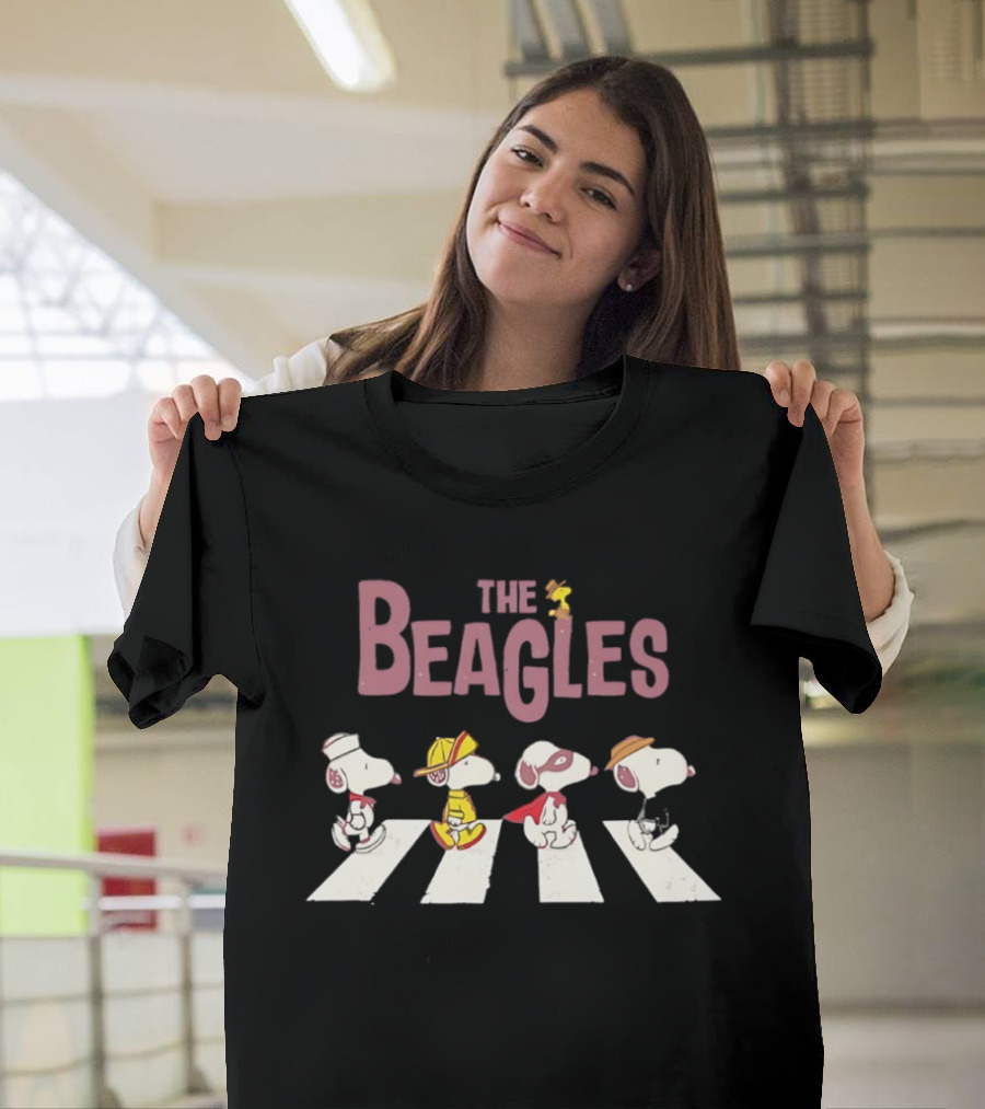 The Beagles Snoopy Woodstock Abbey Road T-Shirt