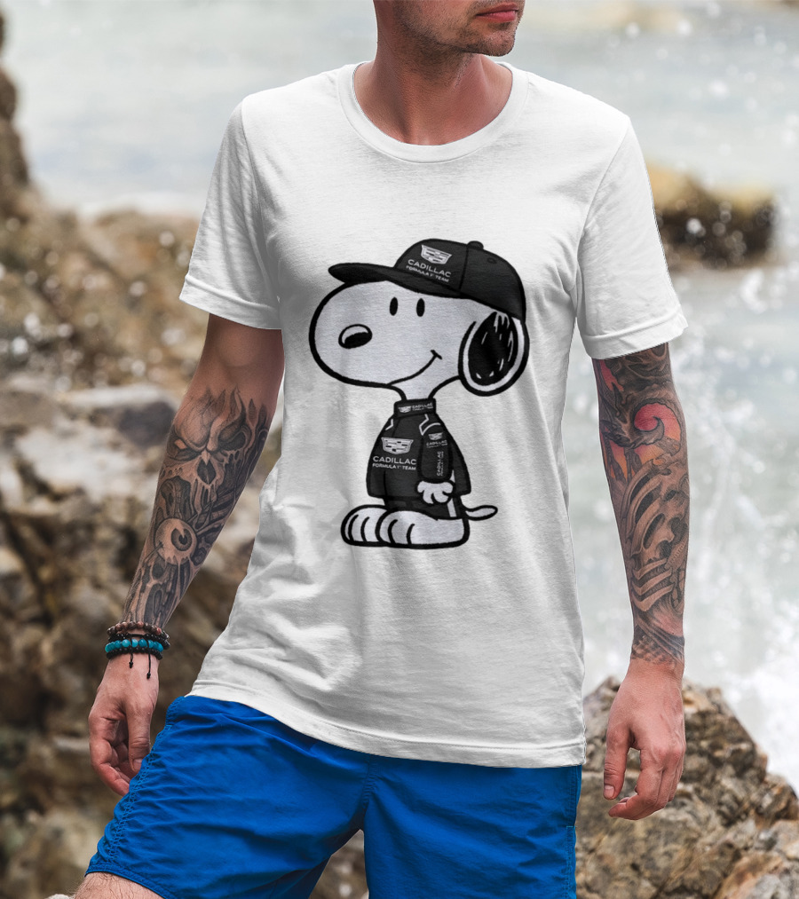 Snoopy Cadillac Formula 1 Team Racing Outfit T-Shirt