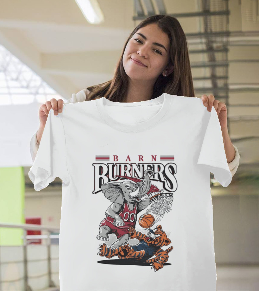 Barn Burners Alabama Crimson Tide Vs Auburn Tigers Basketball Showdown T-Shirt
