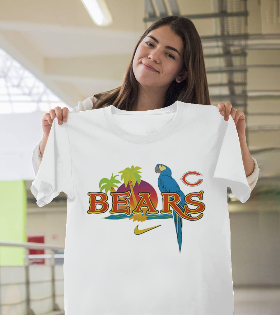 Chicago Bears Tropical Sunset Parrot Nike Collaboration T-Shirt