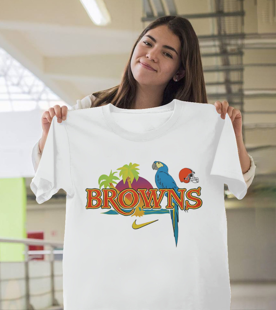 Browns Tropical Parrot Nike Cleveland Football Helmet T-Shirt
