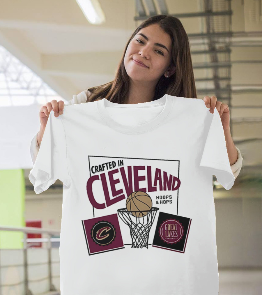 Crafted In Cleveland Hoops And Hops Cavaliers Great Lakes Brewing Co T-Shirt
