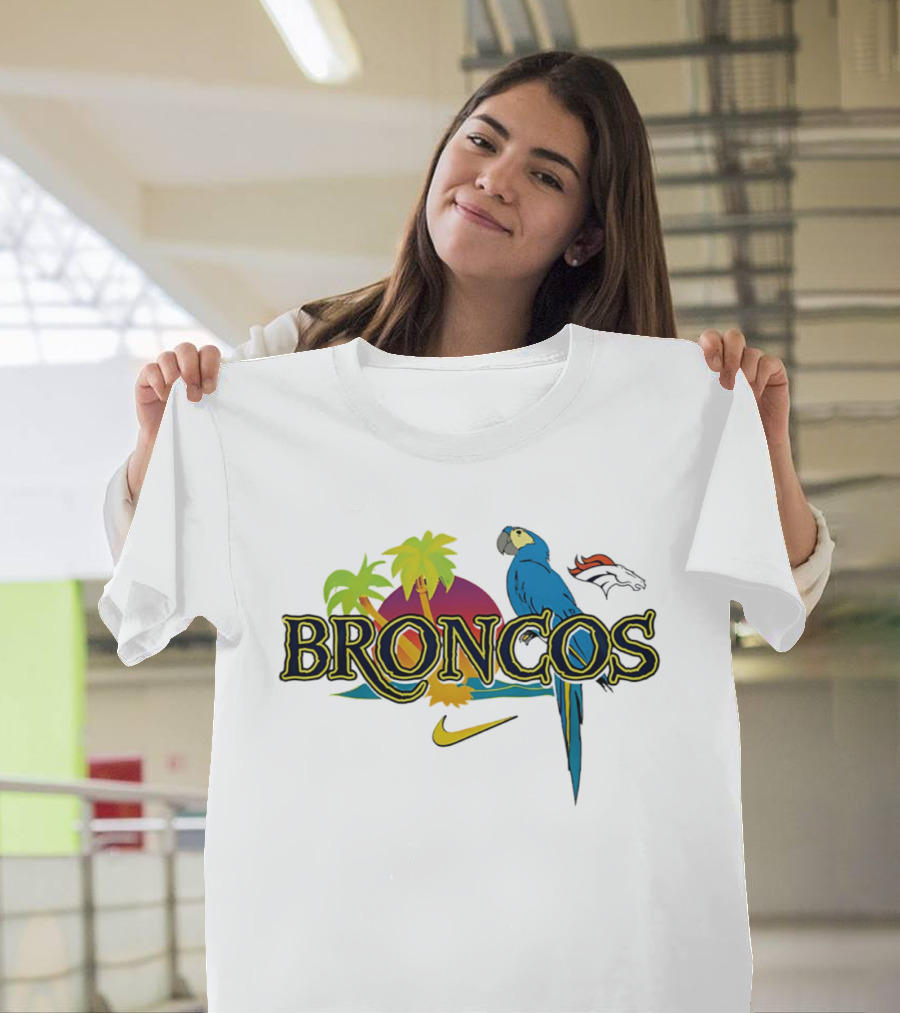 Denver Broncos Parrot Nike Tropical Vibes It's 5 O' Somewhere T-Shirt