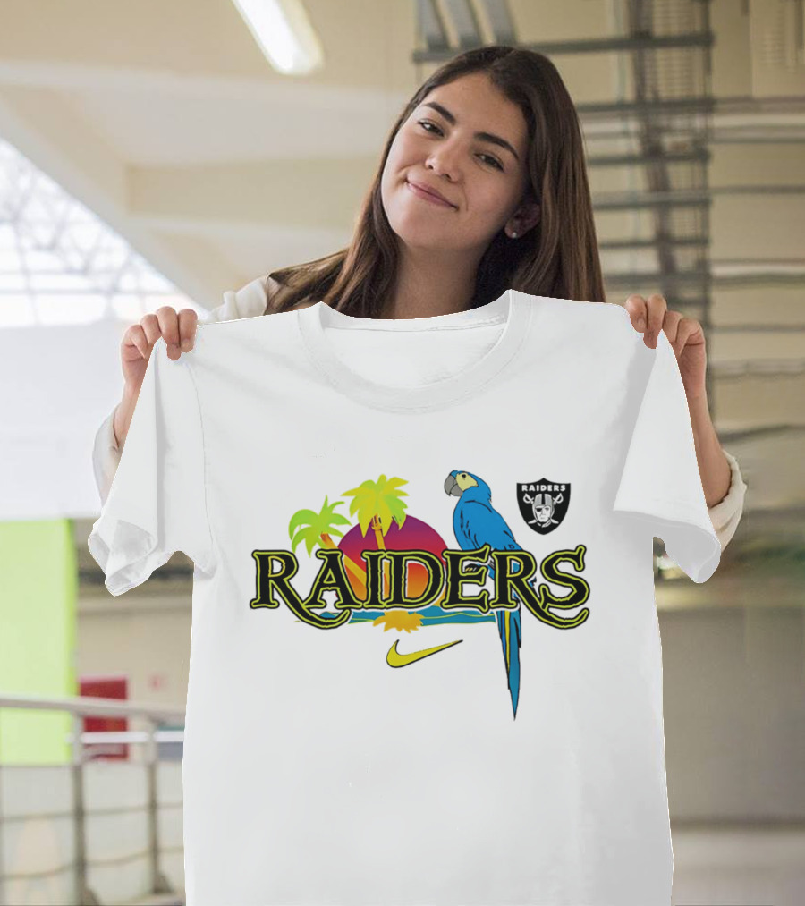 Las Vegas Raiders Tropics And Parrot It's 5 O' Somewhere Nike T-Shirt