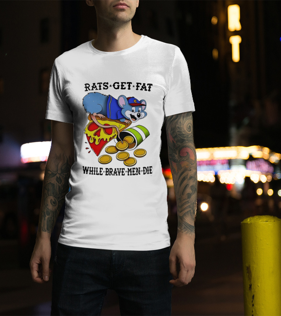 Rats Get Fat While Brave Men Die Pizza Coin Cap Mouse T-Shirt