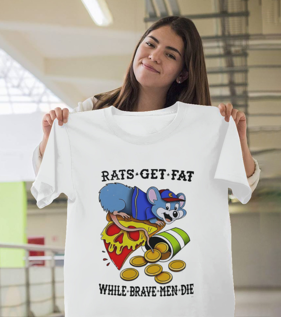Rats Get Fat While Brave Men Die Pizza Coin Cap Mouse T-Shirt