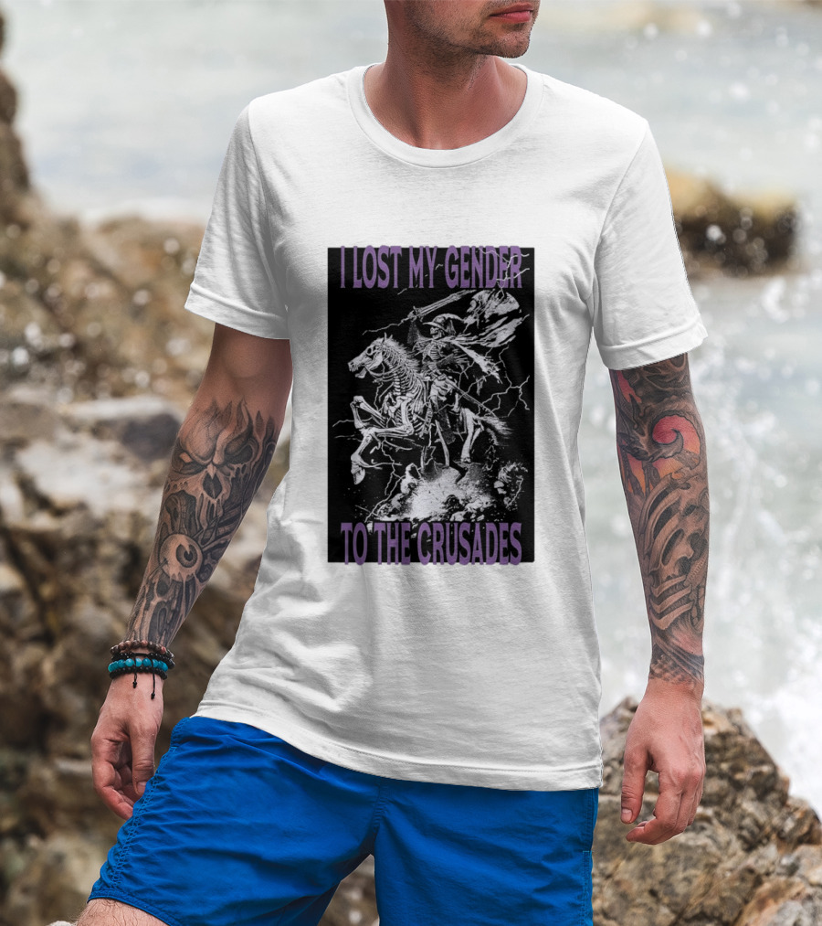 I Lost My Gender To The Crusades Skeleton Riding Horse Skeleton T-Shirt