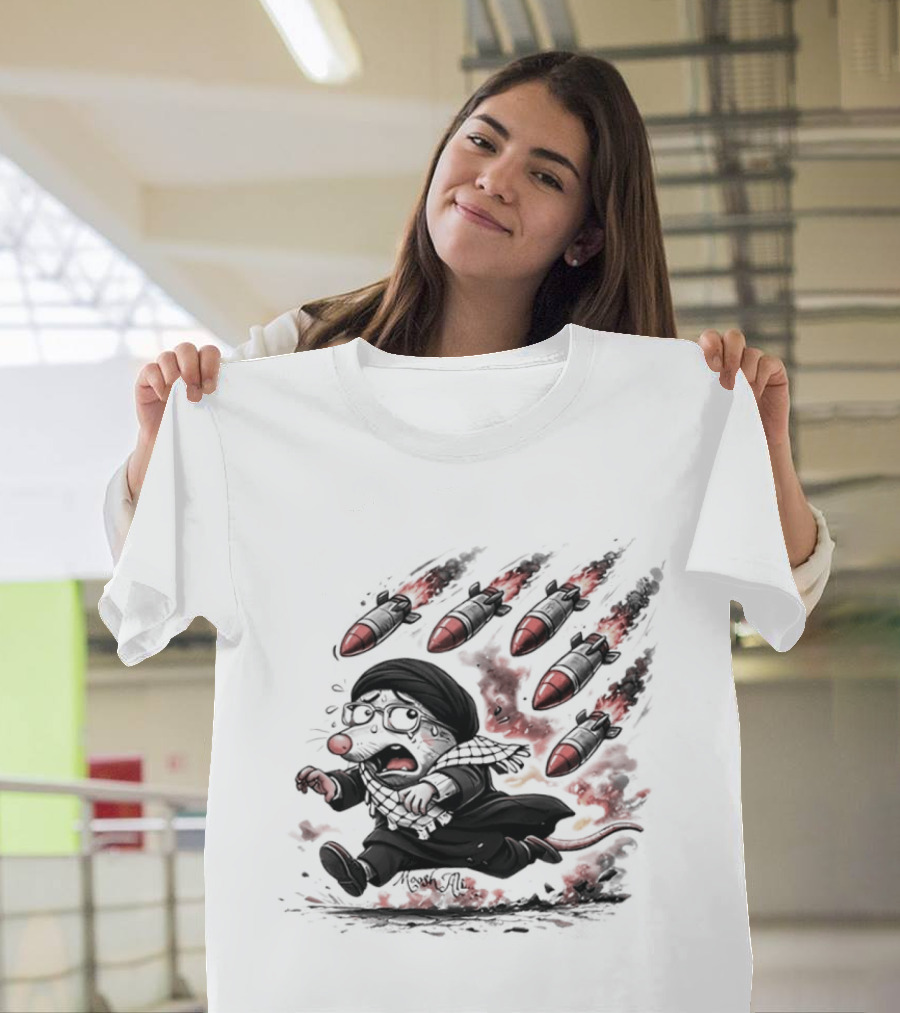 Mooshali Mouse Running From Rocket Attack Meme Cartoon T-Shirt