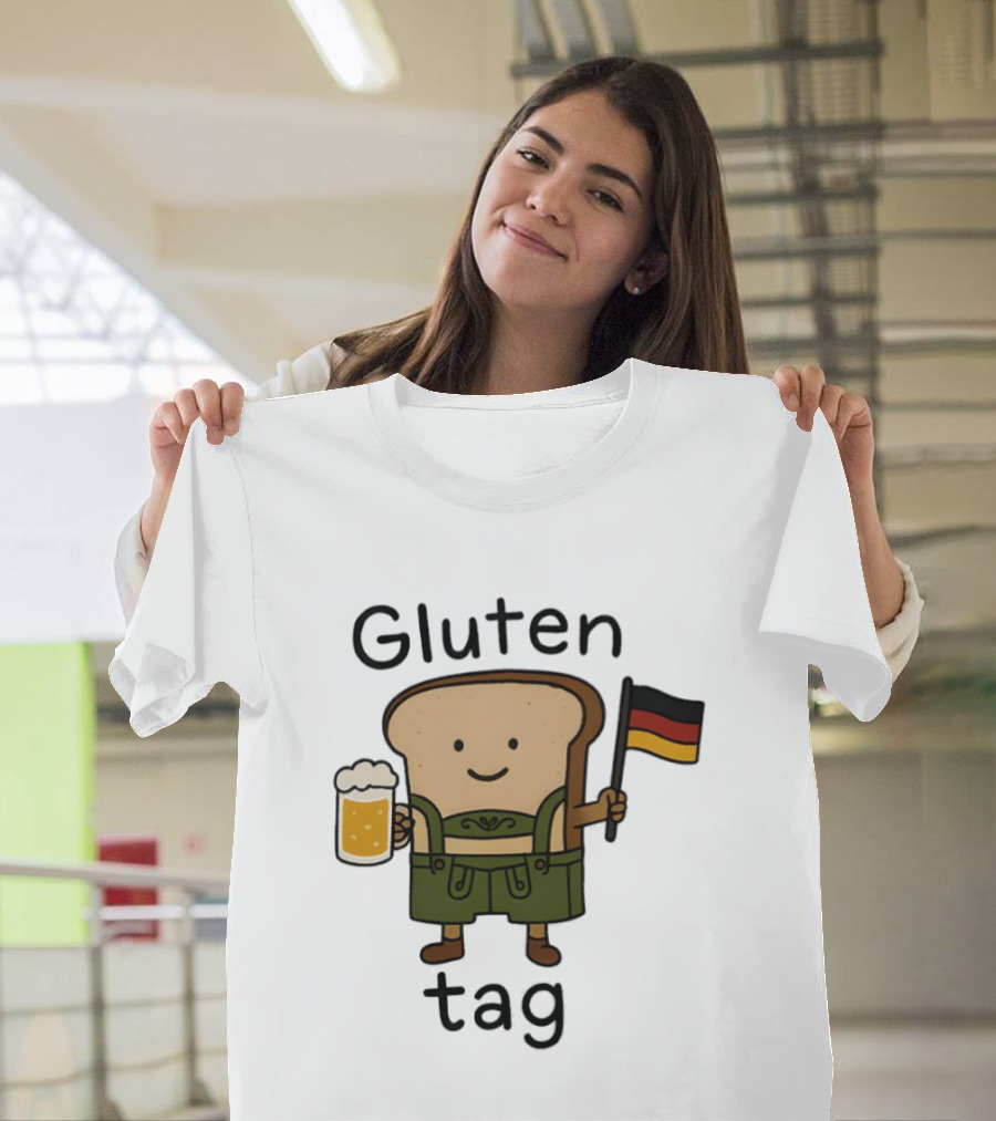 Gluten Tag Bread Character Lederhosen Beer German Flag T-Shirt