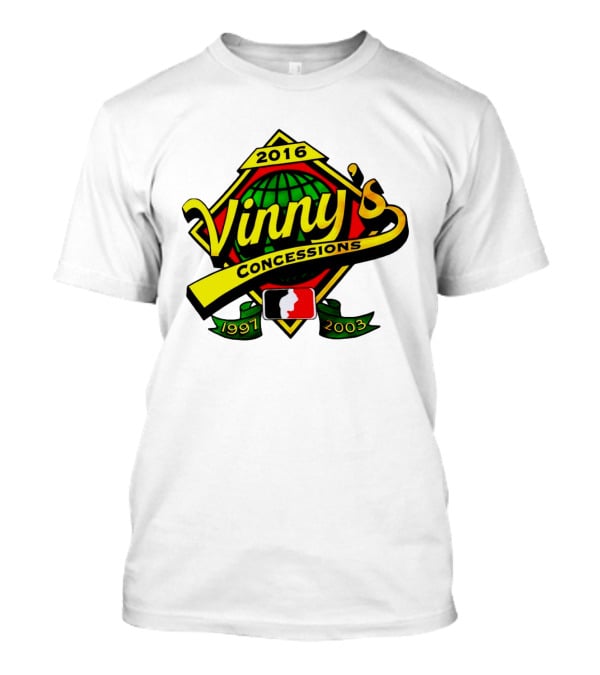 Vinny's Concessions 1997 2003 2016 Globe Ribbon T-Shirt