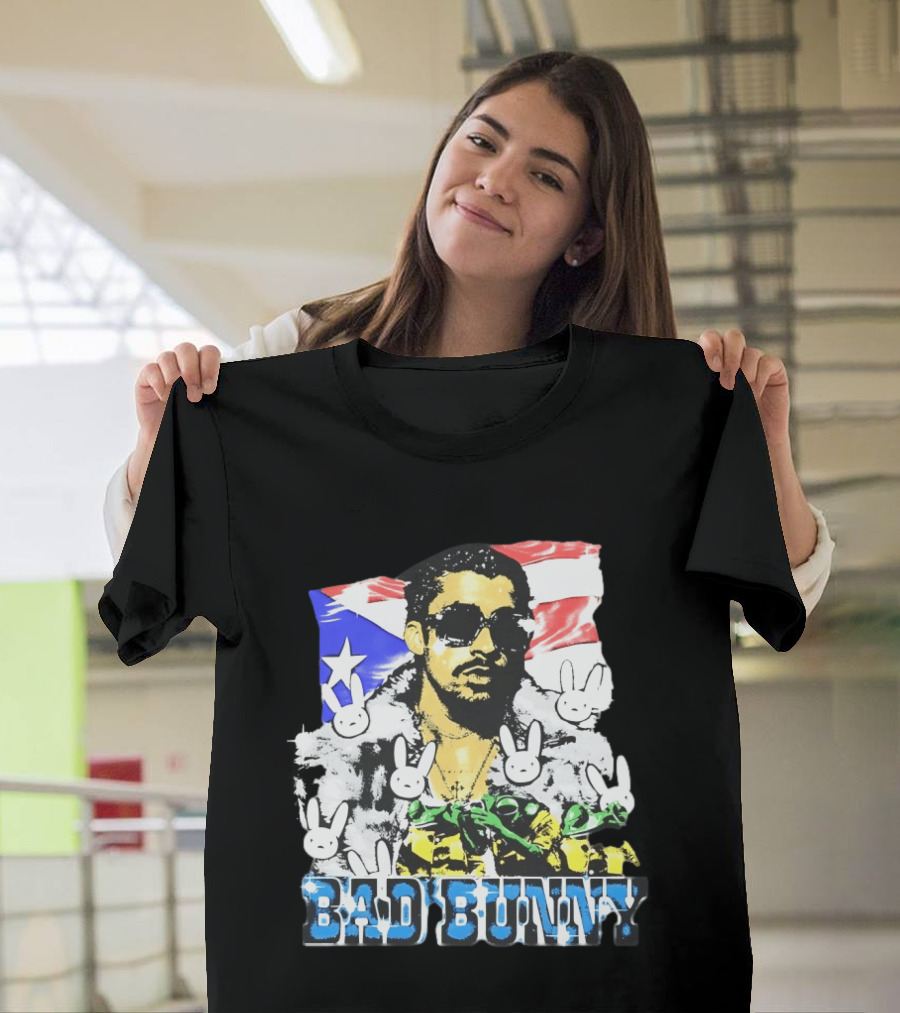 Bad Bunny Puerto Rican Flag Bunny Icon Latin Music T-Shirt