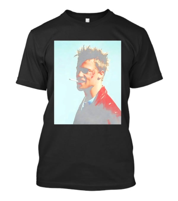 Brad Pitt Fight Club Smoking Tyler Durden Red Jacket Iconic Image T-Shirt