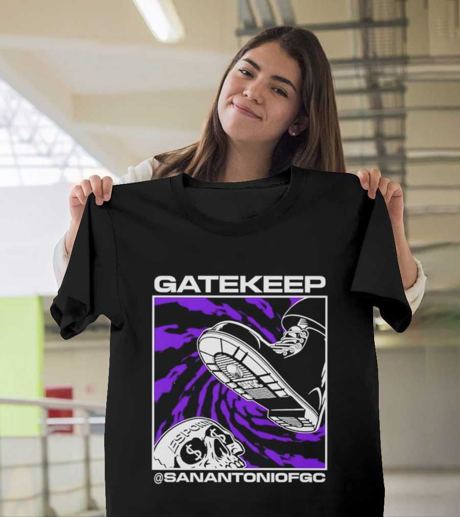 Gatekeep San Antonio Fighting Game Community Sneaker Skull T-Shirt