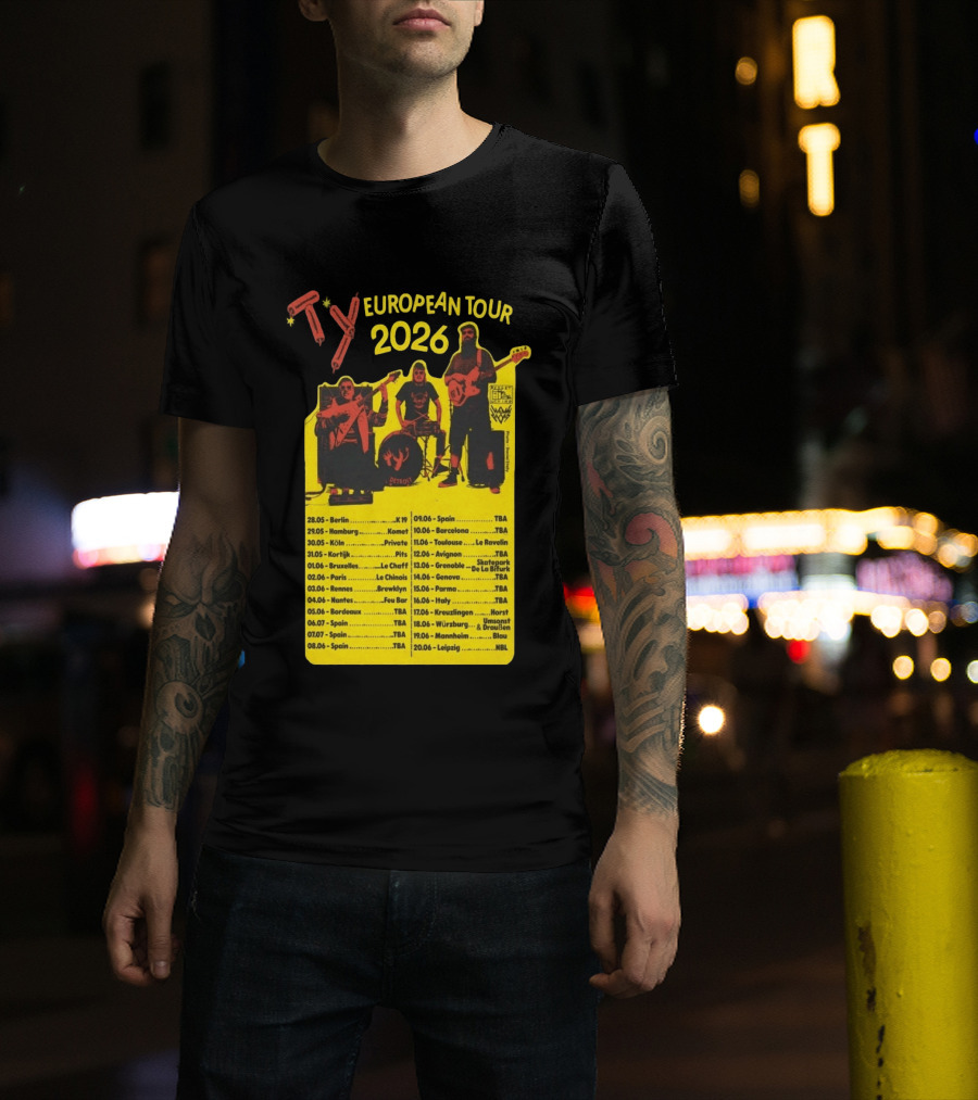 TY European Tour 2026 Band Tour Dates T-Shirt