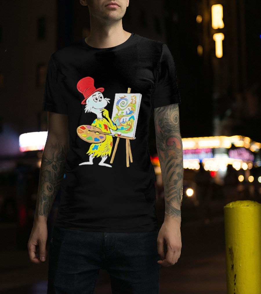 Sam I Am Red Hat Palette Painting Easel Whimsical Scene T-Shirt