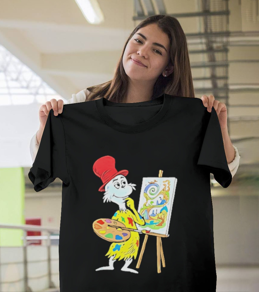 Sam I Am Red Hat Palette Painting Easel Whimsical Scene T-Shirt