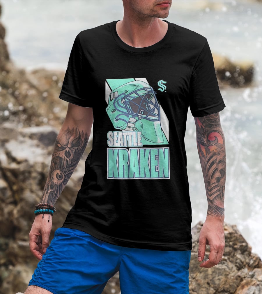 Seattle Kraken NHL Helmet Bucket Head Team T-Shirt