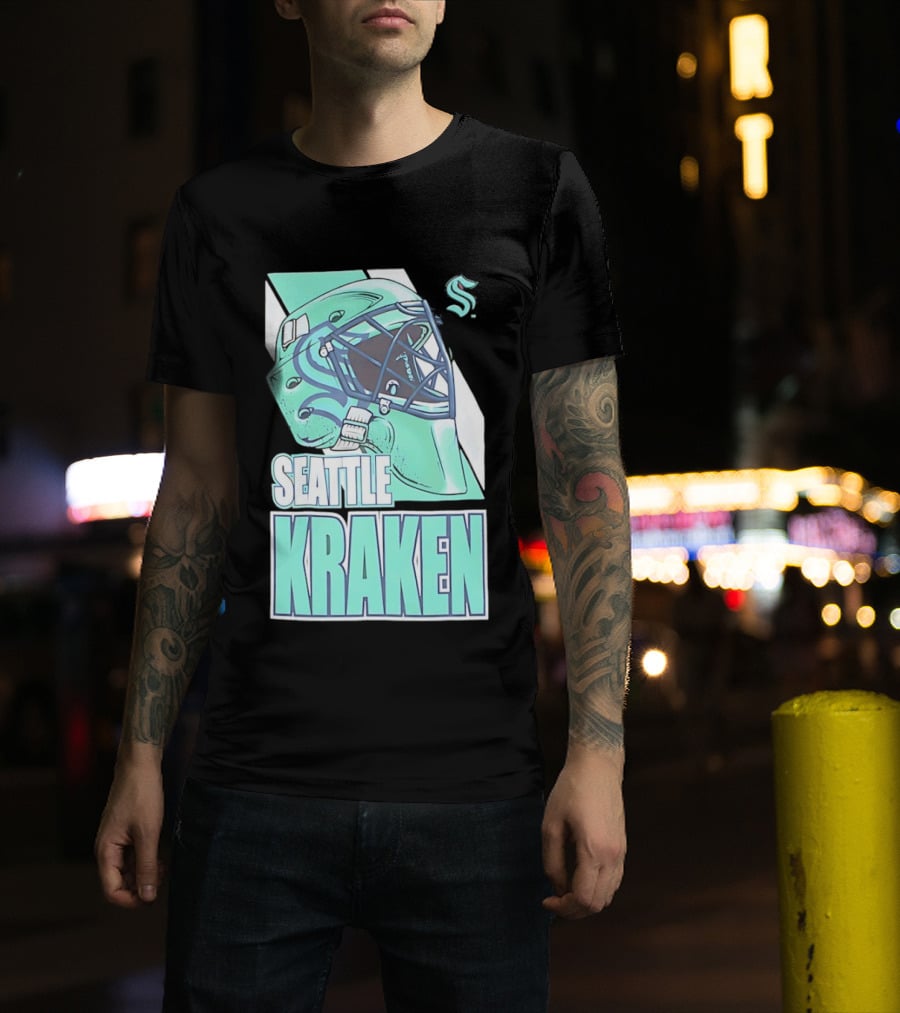 Seattle Kraken NHL Helmet Bucket Head Team T-Shirt