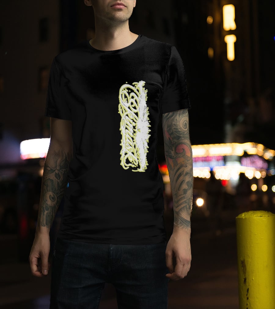 Ski Mask Script Neon Yellow Graffiti Style Vertical T-Shirt