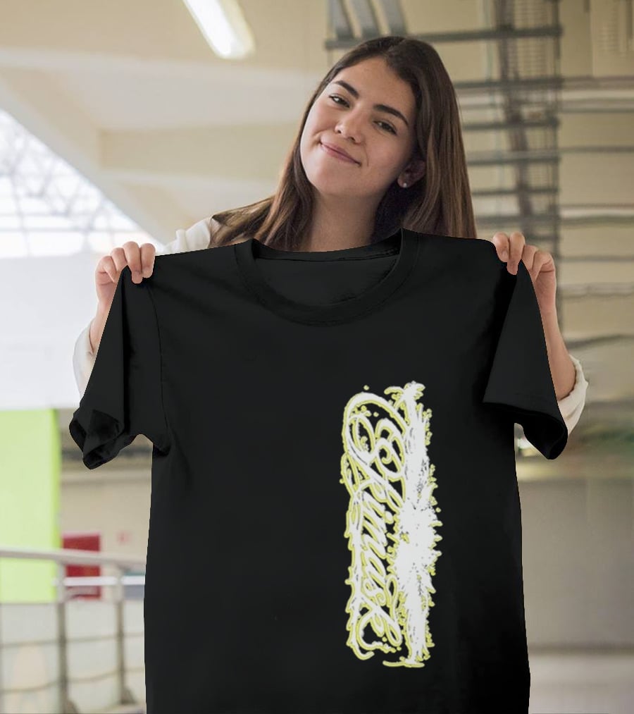 Ski Mask Script Neon Yellow Graffiti Style Vertical T-Shirt